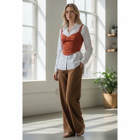 Cider Tops - Cider NWT Zipper Corset with Tied Straps  Size S